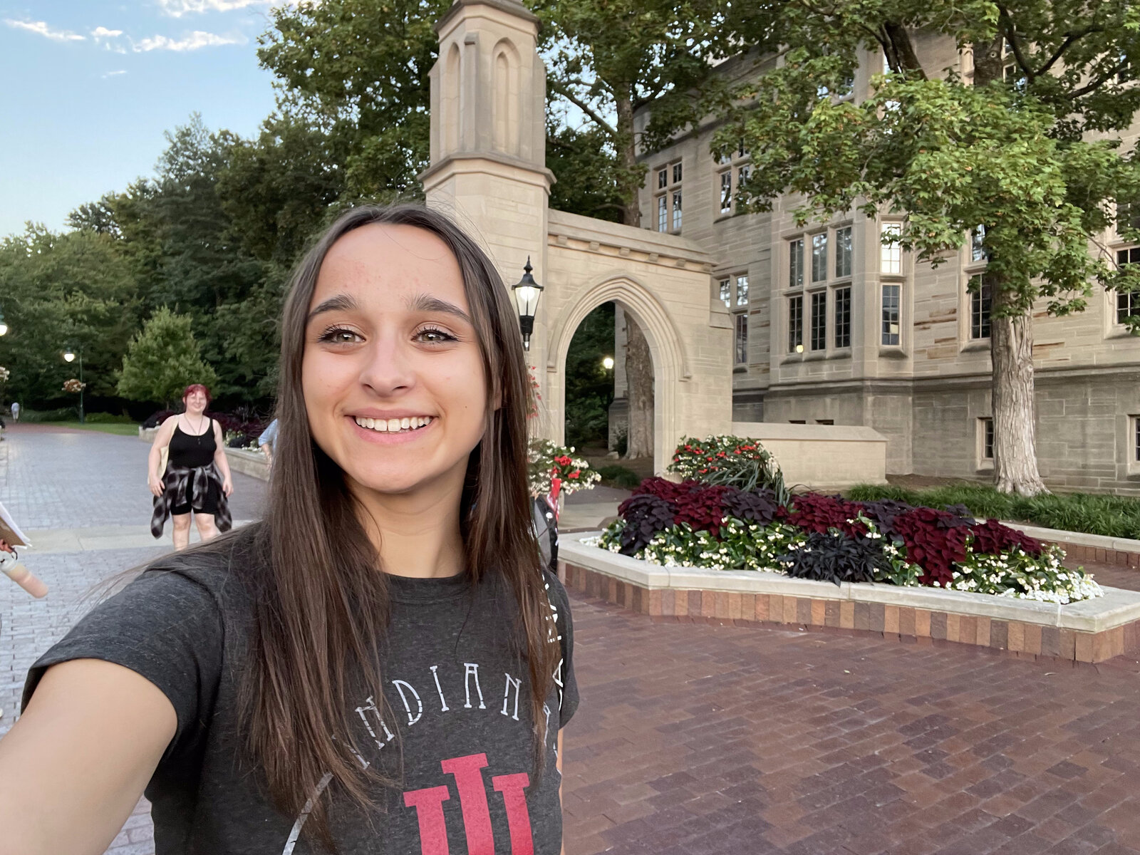 Anna smiling on the Indiana University campus